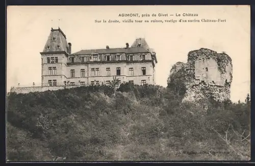 AK Agimont /Givet, Le Château avec tour en ruines, vestige d`un ancien Château-Fort