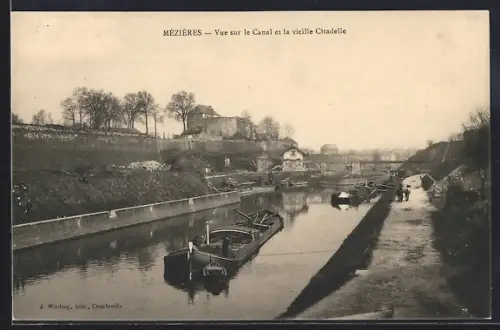 AK Mézières, Vue sur le Canal et la vieille Citadelle