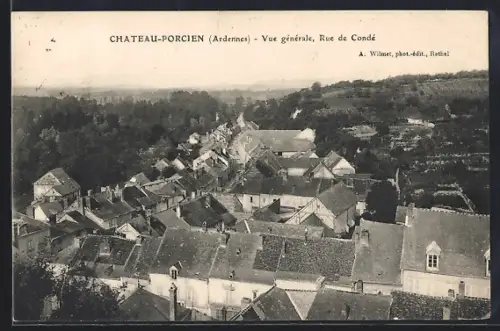 AK Château-Porcien /Ardennes, Vue générale, Rue de Condé