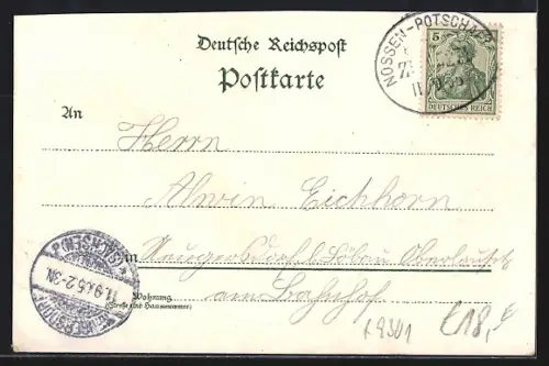 Lithographie Grumbach / Wilsdruff, Gasthof, Bahnhof, Warenhaus, Schule, Landberg