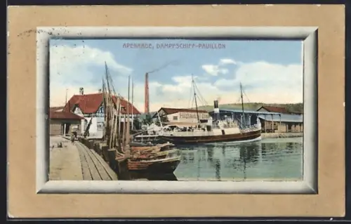AK Apenrade, Dampfschiff-Pavillon und Holzhandlung