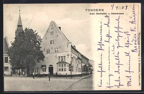 AK Tondern, Ecke Marktplatz u. Osterstrasse