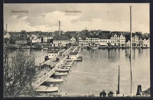 AK Sonderburg, Pantonbrücke mit Stadtpanorama