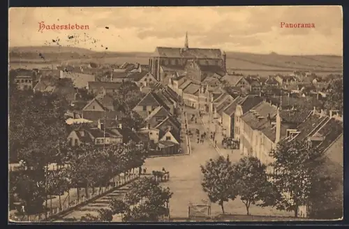 AK Hadersleben, Ortspanorama mit Strasse aus der Vogelschau