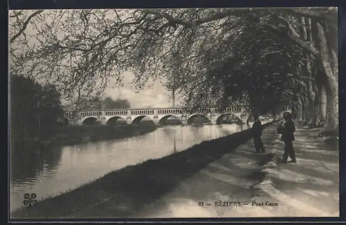 AK Béziers, Pont Canal et promenade bordée d`arbres