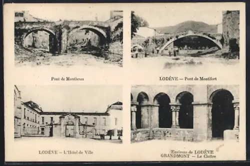 AK Lodève, Pont de Montbrun, Pont de Montifort, Hôtel de Ville, Grandmont, Le Cloître