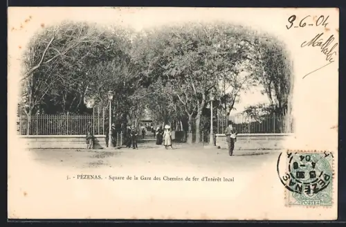 AK Pézenas, Square de la Gare des Chemins de fer d`Intérêt local