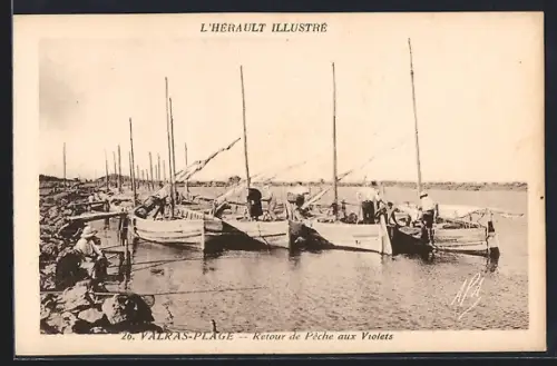 AK Valras-Plage, Retour de Pêche aux Violets