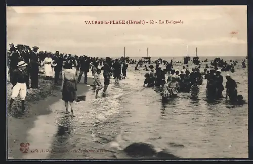AK Valras-la-Plage /Hérault, La Baignade