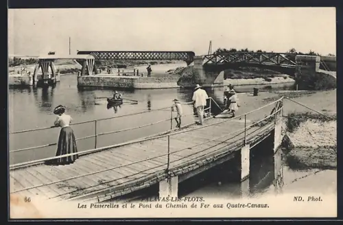 AK Lézavas-les-Flots, Les Passerelles et le Pont du Chemin de Fer aux Quatre-Canaux