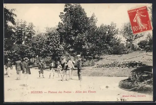 AK Béziers, Plateau des Poètes, Allée des Fleurs