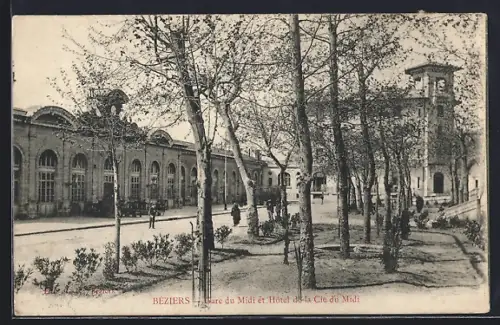 AK Béziers, Gare du Midi et Hôtel de la Cie du Midi
