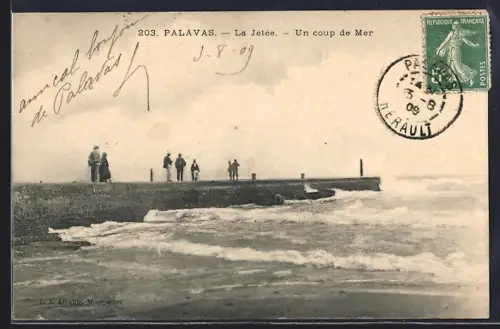 AK Palavas, La Jetée, Un coup de Mer