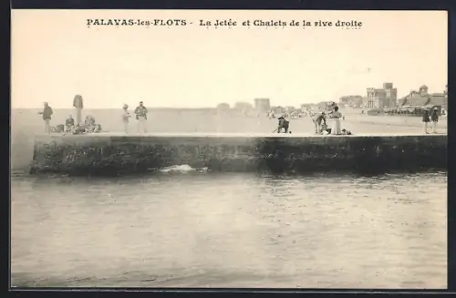 AK Palavas-les-Flots, La Jetée et Chalets de la rive droite