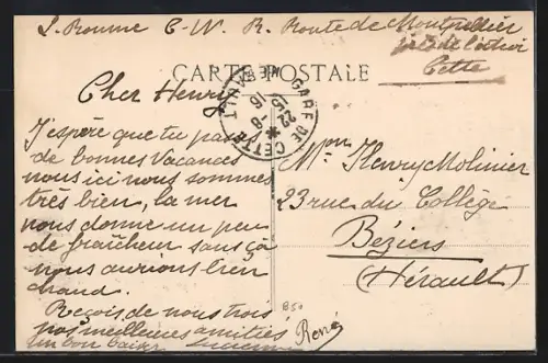 AK Cette, Vue d`ensemble et le Fort Richelieu avec voiliers en premier plan