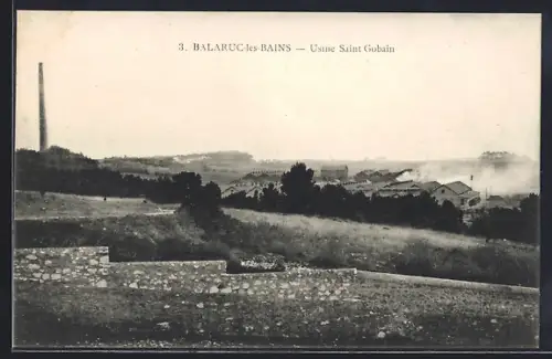 AK Balaruc-les-Bains, Usine Saint Gobain et paysage environnant