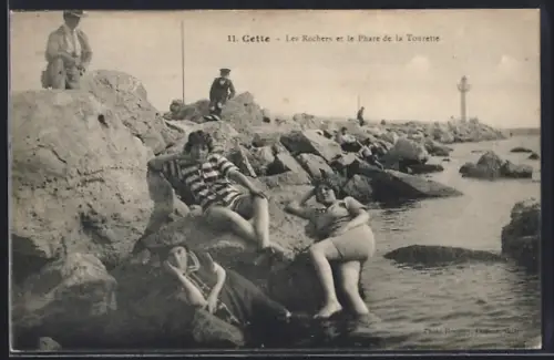 AK Cette, Les Rochers et le Phare de la Tourette