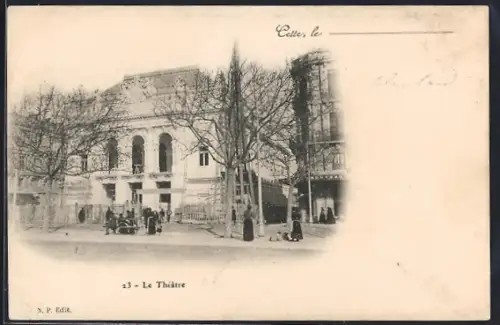 AK Cette, Le Théâtre et ses environs animés