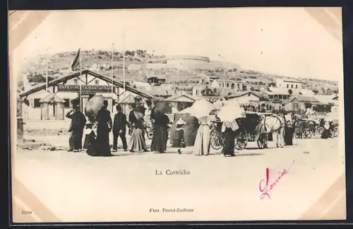 AK Cette, La Corniche avec promeneurs et calèches