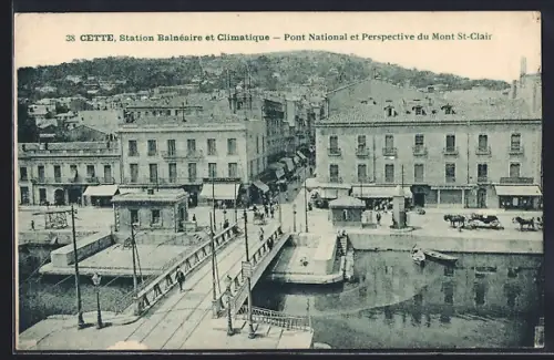 AK Cette, Station Balnéaire et Climatique, Pont National et Perspective du Mont St-Clair