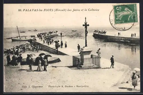 AK Palavas-les-Flots /Hérault, Les Jetées et le Calvaire