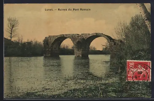 AK Lunel, Ruines du Pont Romain