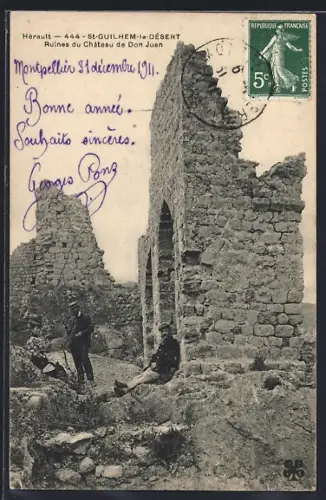 AK St-Guilhem-le-Désert /Hérault, Ruines du Château de Don Juan