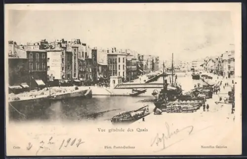 AK Cette, Vue générale des Quais et embarcations