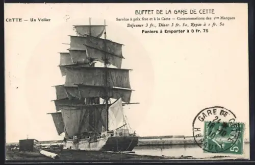 AK Cette, Un Voilier am Quai