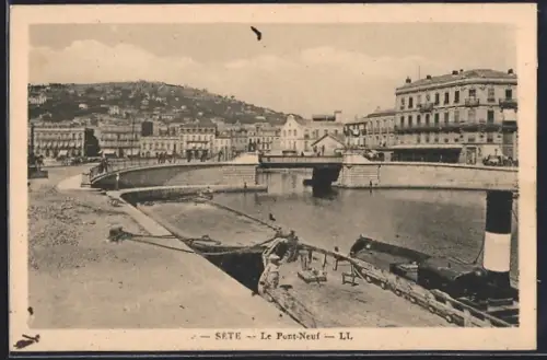 AK Sète, Le Pont-Neuf et la vue sur la ville environnante