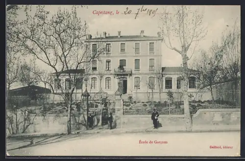 AK Capestang, École de Garcons vue de la rue