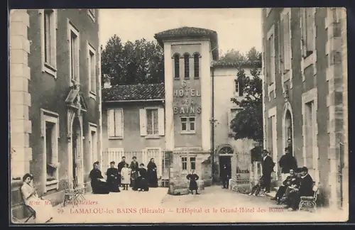AK Lamalou-les-Bains /Hérault, L`Hôpital et le Grand-Hôtel des Bains