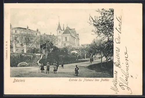 AK Béziers, Entrée du Plateau des Poètes