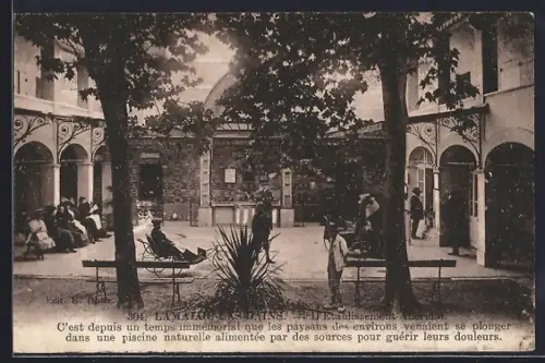 AK Lamalou-les-Bains, L`établissement thermal animé par les visiteurs et les paysans environnants