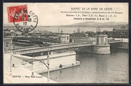 AK Cette /Hérault, Pont Sadi-Carnot et vue sur le buffet de la gare