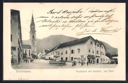 AK Rottenmann, Stadtplatz mit Gasthof zur Post