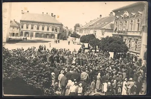 Foto-AK Kefermarkt, Versammlung im Juni 1933