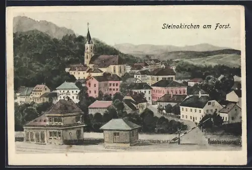 AK Steinakirchen am Forst, Blick über die Dächer