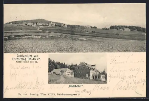 AK Kirchschlag / O.-Oe., Ortsansicht mit Badehotel