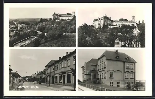 AK Matzen, Blick zum Schloss, Hauptschule, Warenhaus Franz Stadler