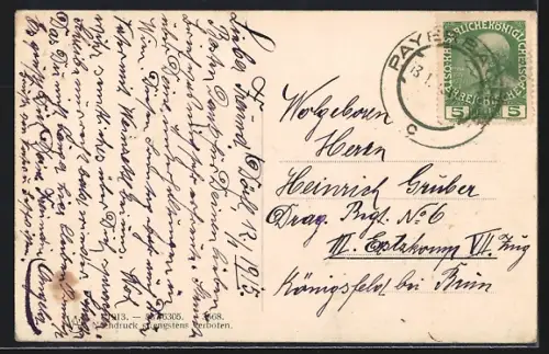 AK Dörfl bei Edlach, Totalansicht mit Umgebung aus der Vogelschau