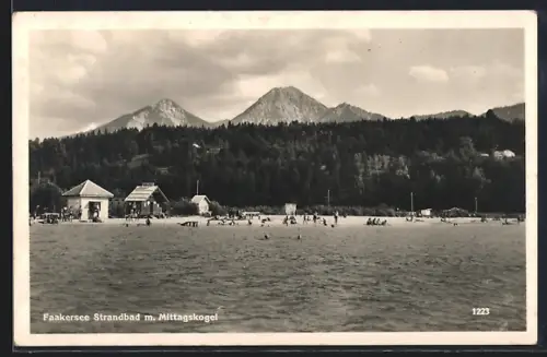 AK Faakersee, Strandbad mit Mittagskogel