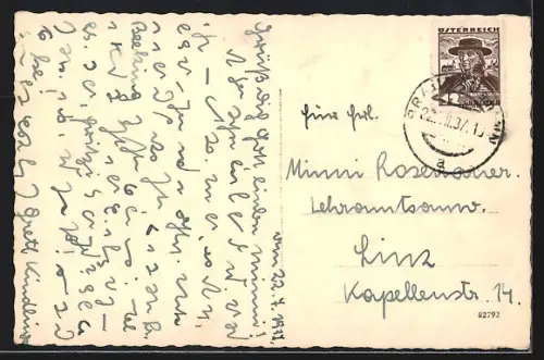 AK Braunau a. Inn, Ortspanorama mit Kirche vom Wasser aus