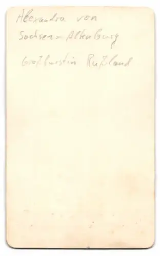 Fotografie Alexandra von Sachsen-Altenburg, Grossfürstin von Russland, Frau von Konstantin Nikolajewitsch Romanow