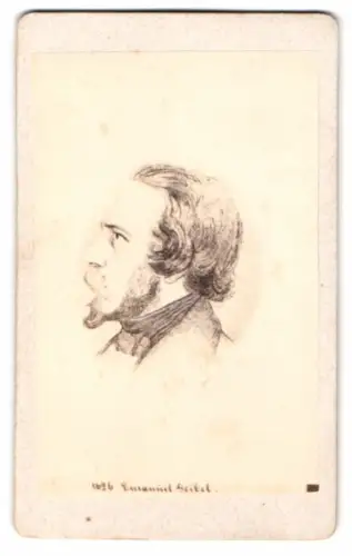 Fotografie Portrait Emanuel geibel im Seitenprofil, deutscher Lyriker