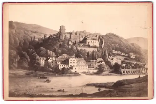 Fotografie Franz Richard, Heidelberg, Ansicht Heidelberg, Blick über den Neckar nach dem Schloss und der Unterstadt