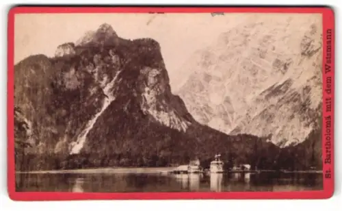 Fotografie Fernande, Berchtesgaden, Ansicht St. Bartholomä, Blick über den See nach der Kirche mit Watzmann