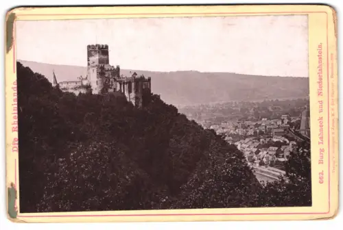 Fotografie Römmler & Jonas, Dresden, Ansicht Niederlahnstein, Teilansicht der Burg Lahneck mit Blick auf den Ort