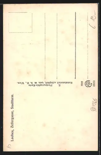 AK Leoben, Zellergasse, Stadtturm