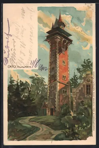 Künstler-Lithographie Graz, Ansicht der Hilmwarte